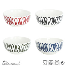 13cm Porcelain Bowl with Creative Lines Decal Printing